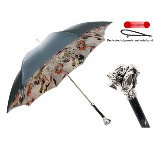Pasotti Italy Version Floral Umbrella Rose Controller Straight Handle Sunny Umbrella Lightweight Luxury Style