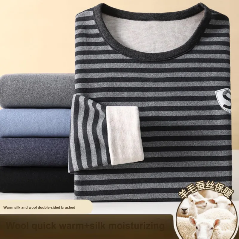 MADALLO Pajama Set Men's Gray Black Stripes-2
