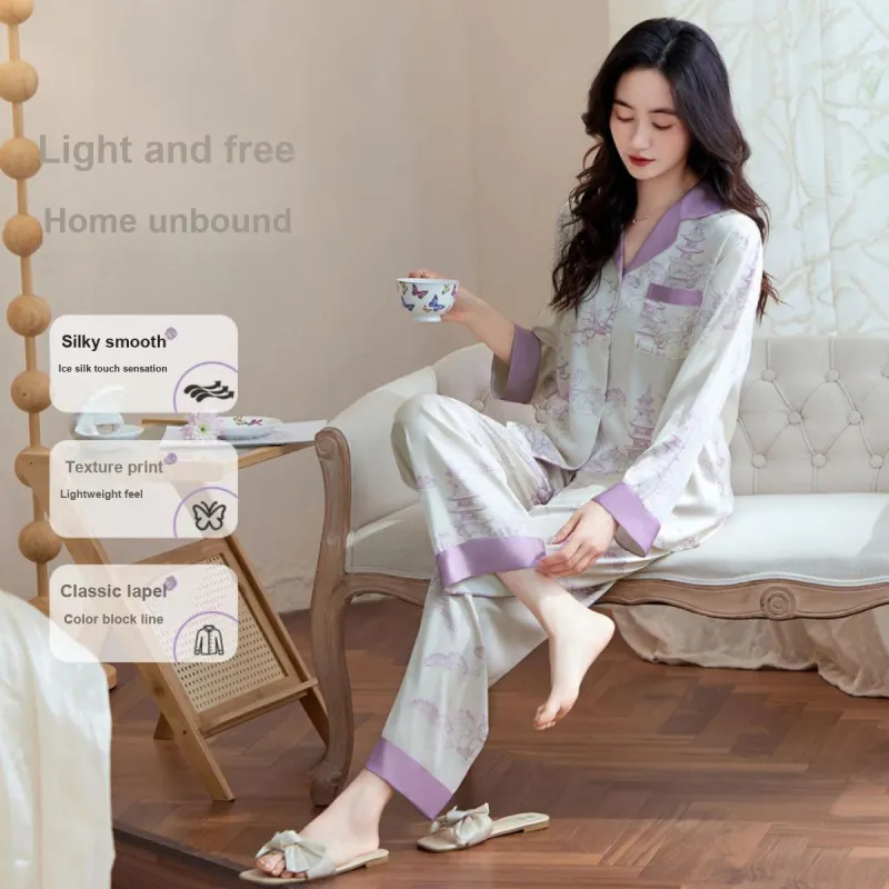 H-YXIANG Pajama Set Women's Hyacinth Purple-2