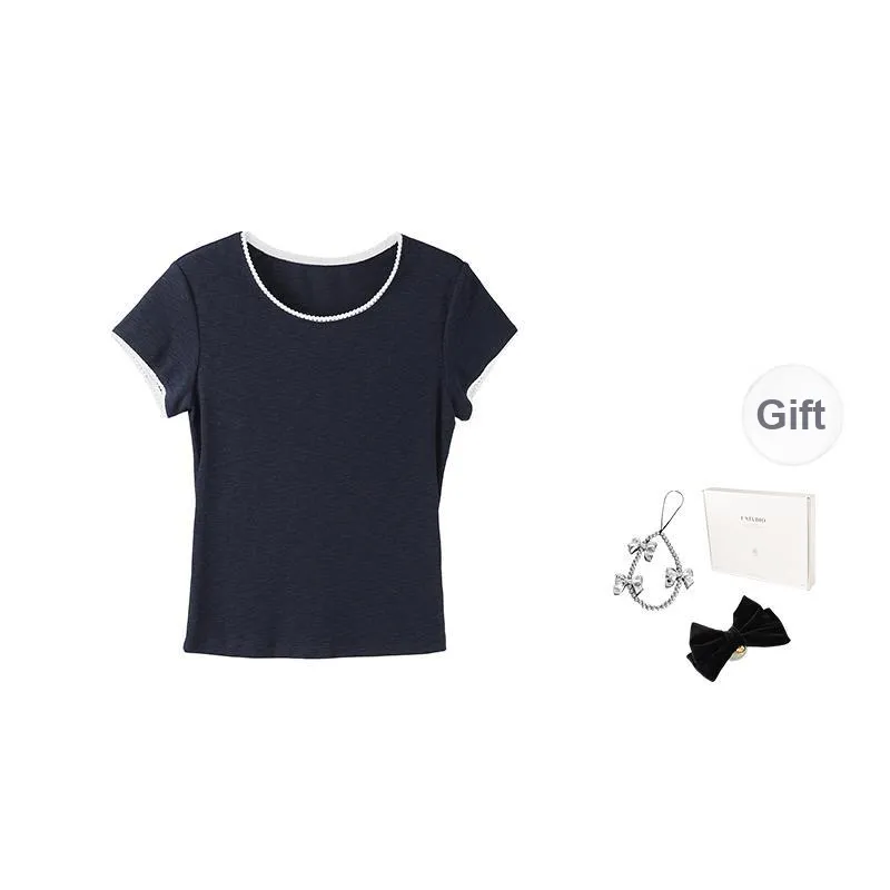 Fstudio Korean Style Thin Crew Neck Versatile Minimalist Style Short Sleeved T Shirts Women's-6