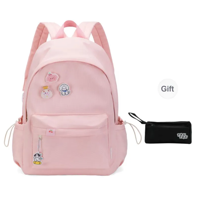 TAKI Nylon Student Commute Large Capacity Versatile Minimalist Style Backpack Unisex Pink/Green/Black/Purple/Custard-6