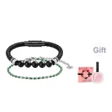 Black Agate & Five Elements Wood Bracelet
