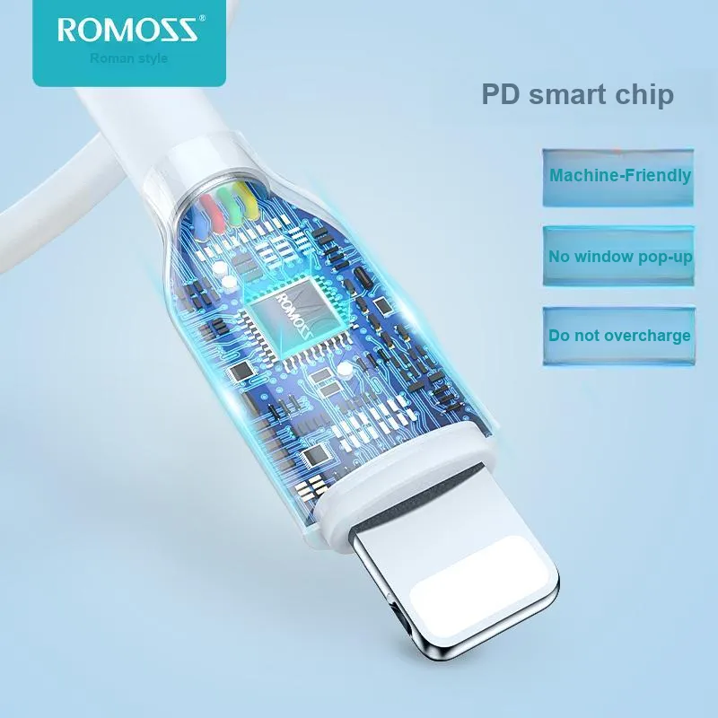 ROMOSS CB12 0.2/1/1.5/2.0m A To Lightning Type C To Lightning Safe Fast Charging No Damage To Device Apple Cable-6
