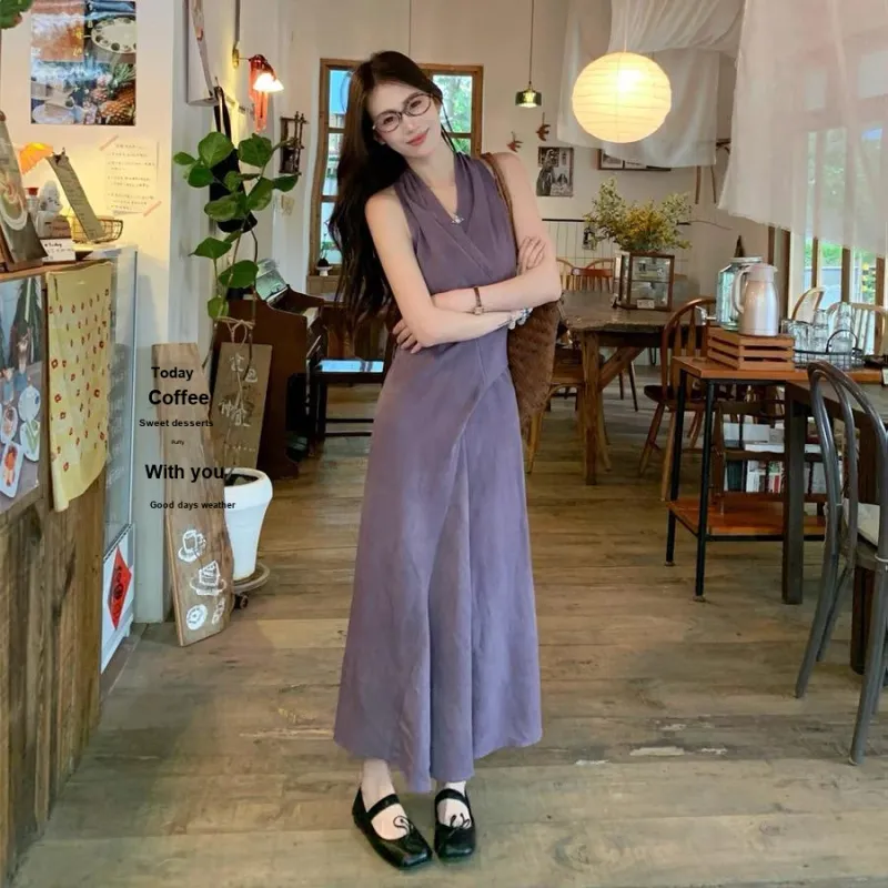 ADXKM Sleeveless Dresses Women's Light Lavender-2