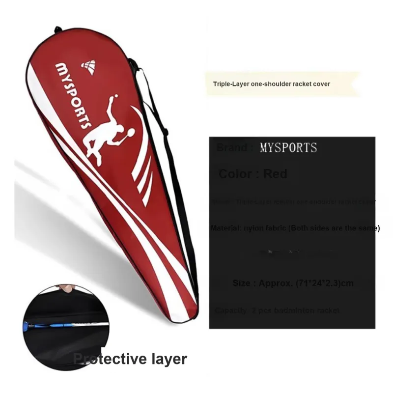Mysports Badminton Racket Bags 2 Pcs Pack Sporty Style Shoulder Bag Unisex Sun Protection Insulation-4