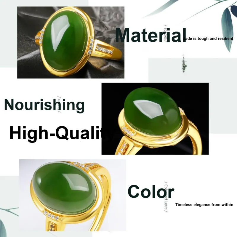 Oriental Jade Rings Jasper Women's-2