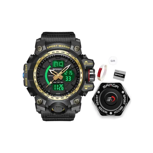 Sanda Электронный + Кварц Механизм TPU Ремешок Часы Унисекс Черный Циферблат