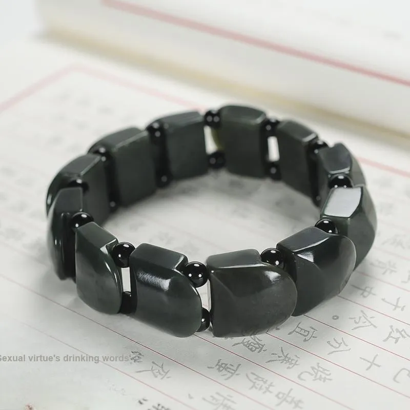 Shujie Hetian Jade Bracelets Green Jade Men's-1