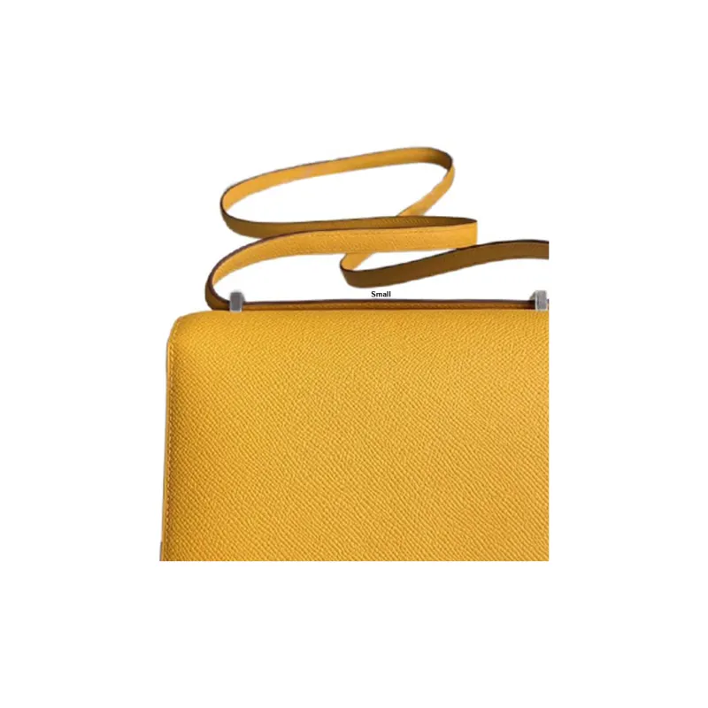 HERMES Constance Leather Shoulder Bag Crossbody Bag Mini Women's Amber Yellow/Lipstick Pink-3