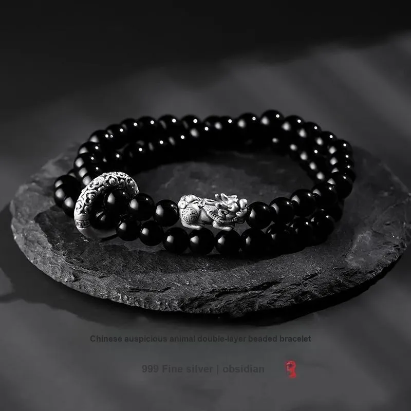 Lang Wind Obsidian Bracelets Unisex-1
