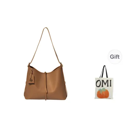 OMI Synthetic Leather Shoulder Bag Regular Women's Khaki/Milk White/Black/Gray