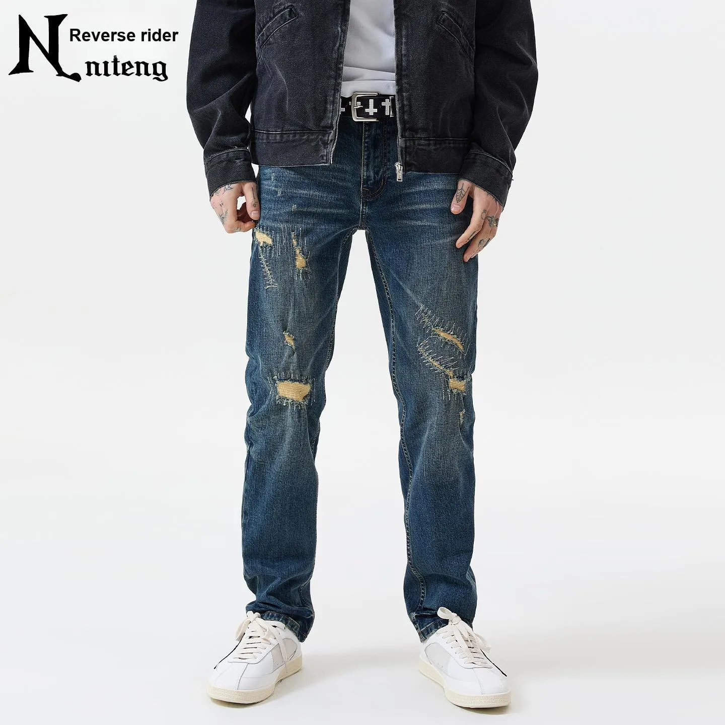 NITENG Темно-синий Мужские Джинсы