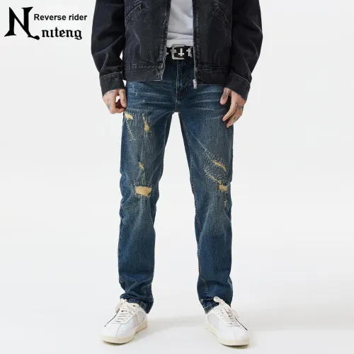 NITENG Темно-синий Мужские Джинсы