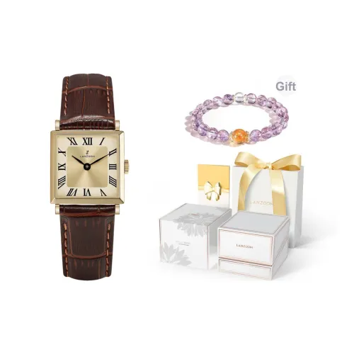 LANZOOM Кварцевый механизм Женские часы на запястье с золотым циферблатом и корпус из нержавеющей стали