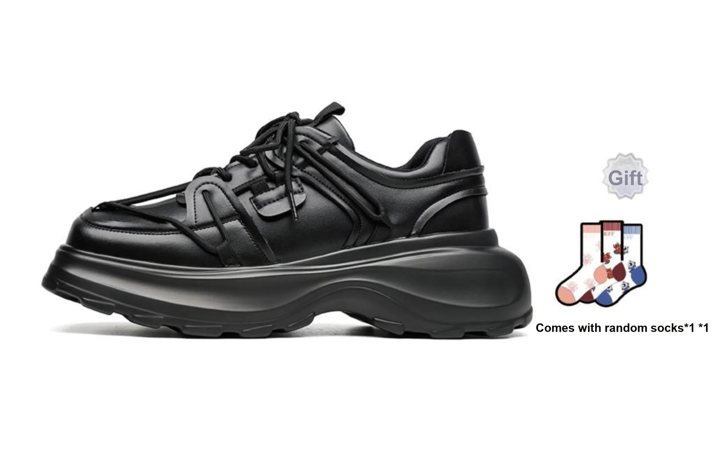BUFFALO BOUND Anti Slip Wear Resistant Low Top Chunky Sneakers Unisex Starburst Black