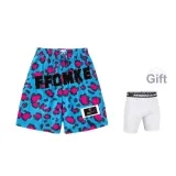 Blue Leopard Print with High-Stretch Pants-Black Letter