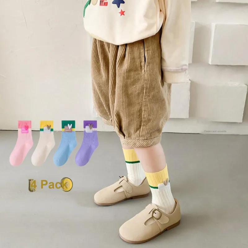 MADALLO Mid Calf Socks Women's 4 Pack Candy-6
