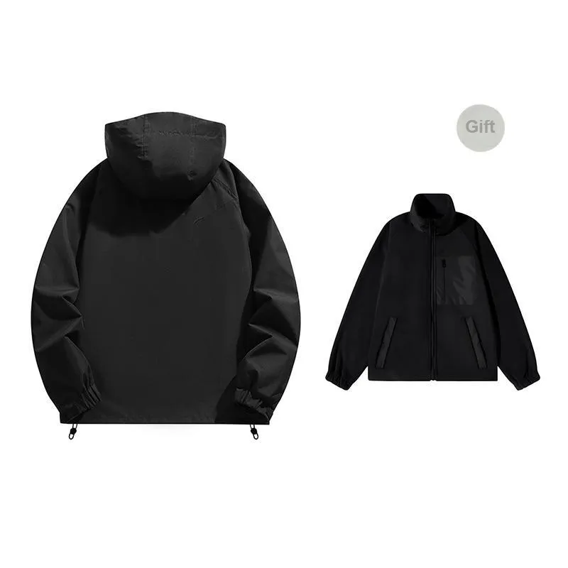 PISYPOX Waterproof And Windproof Windbreaker Jacket Unisex Black-8