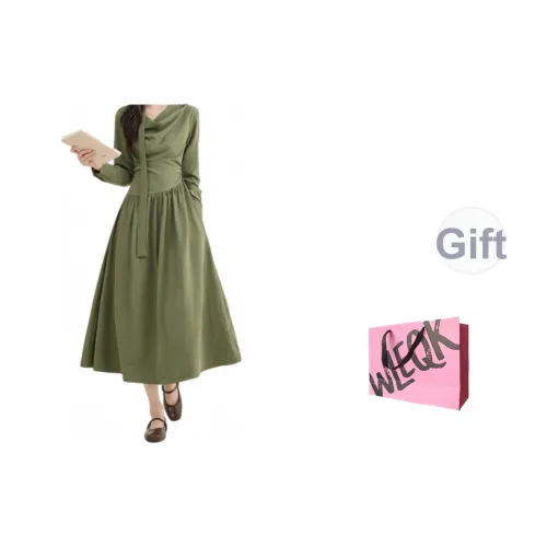 WLEQK Длинное платье с длинными рукавами женское