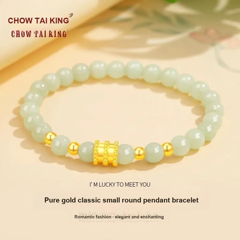 CHOW TAI KING Hetian Jade Bracelets Pale Greenish White Jade Women's-3