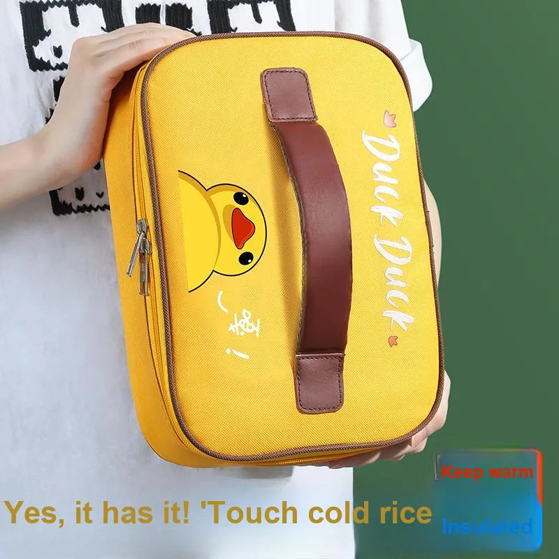 Qifeng Water-Resistant Oil-Proof Portable Lunch Box Storage Bag Yellow/Pink/Blue-19