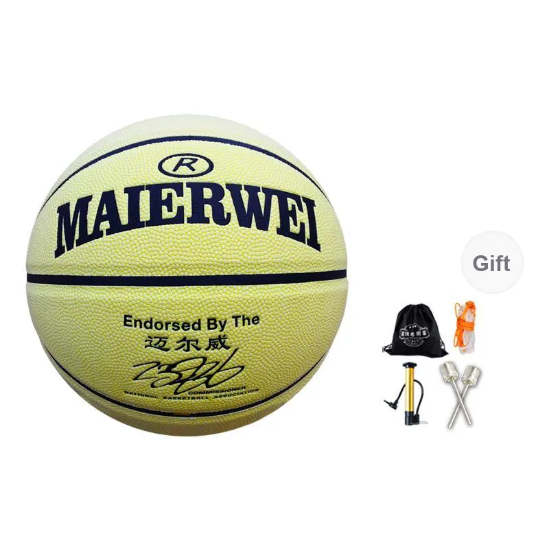 Melway PU Basketball Neon Yellow Size 7 Glow in The Dark Illumination Unisex-9