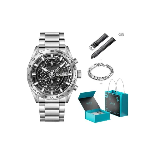 BEXEI Кварцевый механизм ремешок из нержавеющей стали часы для мужчин циферблат с открытым механизмом