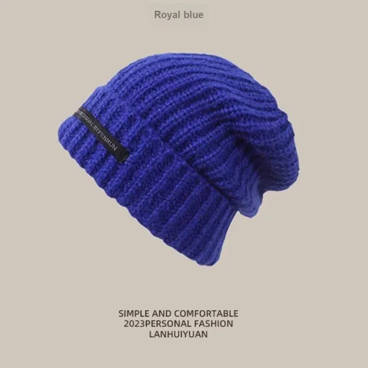 Yi Bu Kang Gray Chunky Knit Fall And Winter Black Beanies Unisex-3