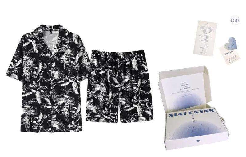 XIAFENYAN Pajama Set Men's Black-8