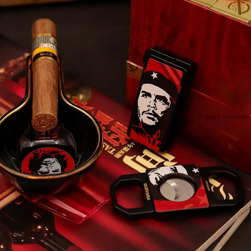 GUEVARA Cigar Tool Set, Windproof Direct Blue Flame Lighter, Sharp Silky Cigar Cutter, Gift Box Set-6