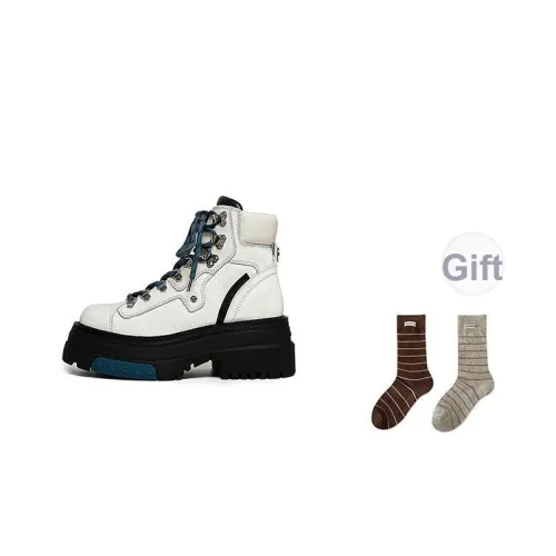 BLOCCO5 Короткий Мартин Boot Высокий каблук Женские Белые