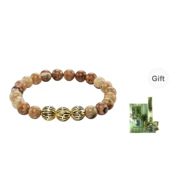 TIANWANG Titanium Steel Wood Grain Stone Bracelet Unisex Yellow