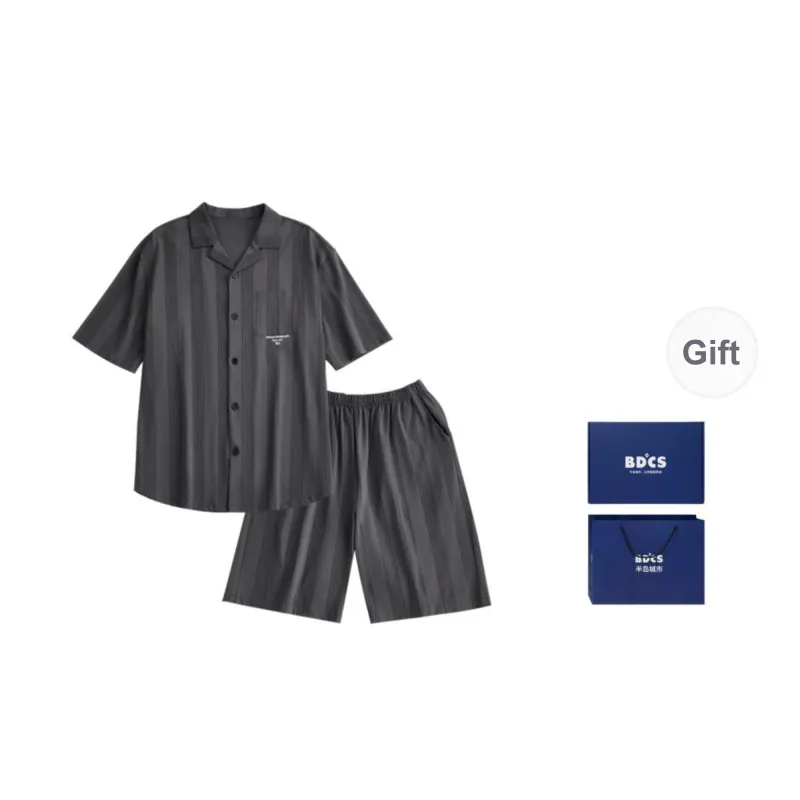 Peninsula City Pajama Set Men's Striped Gray-2