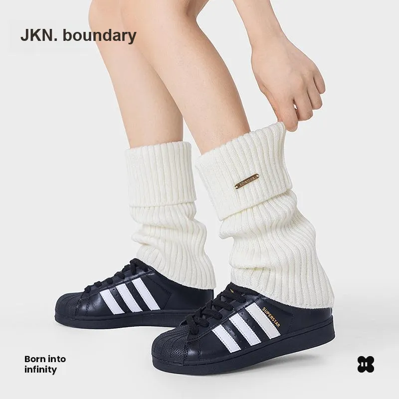 JKN Mid Calf Socks Y2K Hot Girl Slimming White Leg Warmer With Leather Shoes Long Shaft Calf Socks Women's 1 Pack-1
