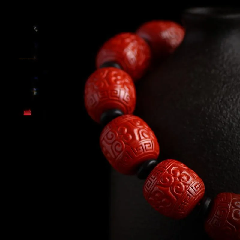 WUMZK Reconstructed Cinnabar Bracelets Unisex-3