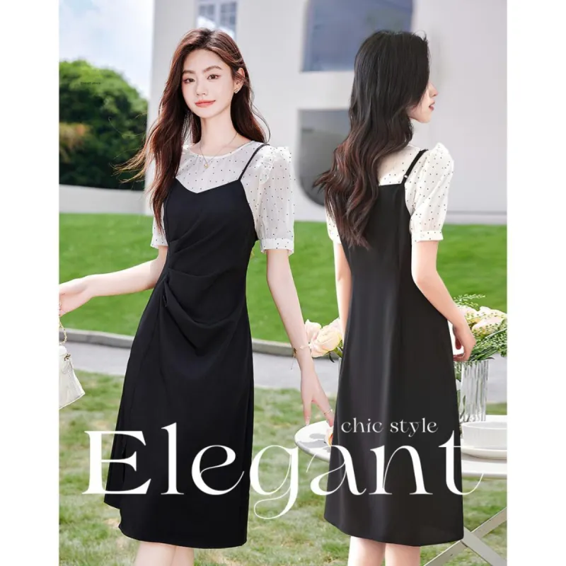 Like The Age Of Water Short Sleeved Dress Women's Black-0