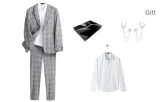 Gray (Comes with White Shirt+Brooch)
