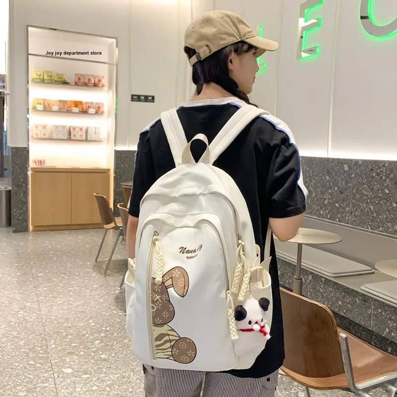 Vack Nylon Backpack Unisex White/Black/Orange Red/Yellow/Green/Brown-2