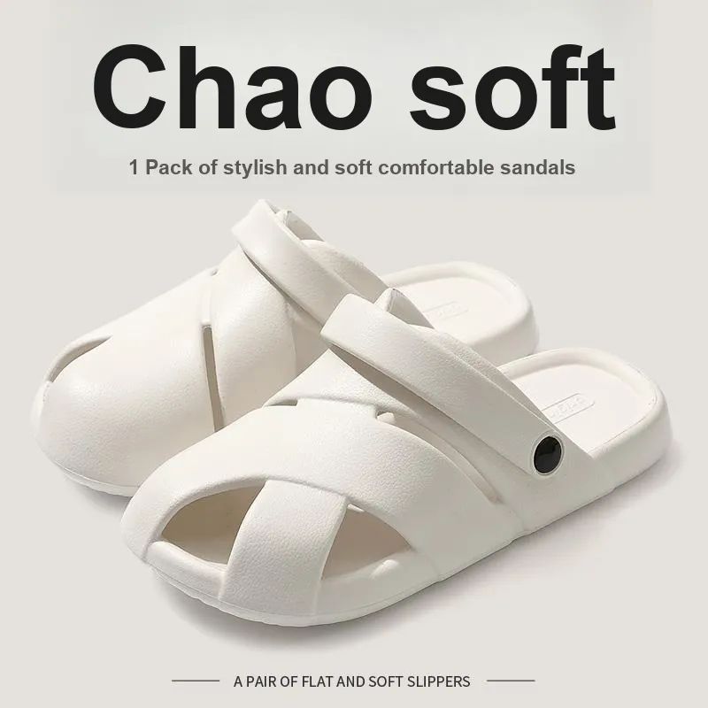 Foot Recreation Unisex Closed Toe Summer Soft Sole Heelless Home Slippers-23