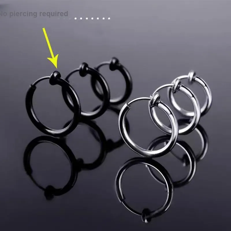 GUDUD Titanium Steel Clip On Earrings Unisex-3