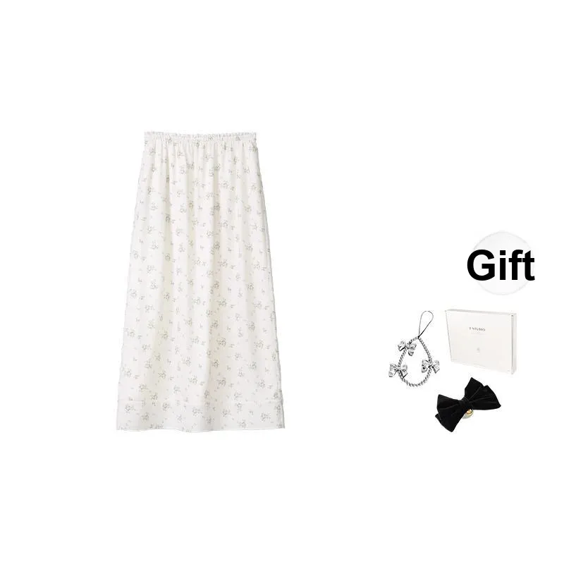 Fstudio Летний Корейский стиль Элегантный LOOK Цветочный Полу-длина Повседневный Длинный Юбка Женская