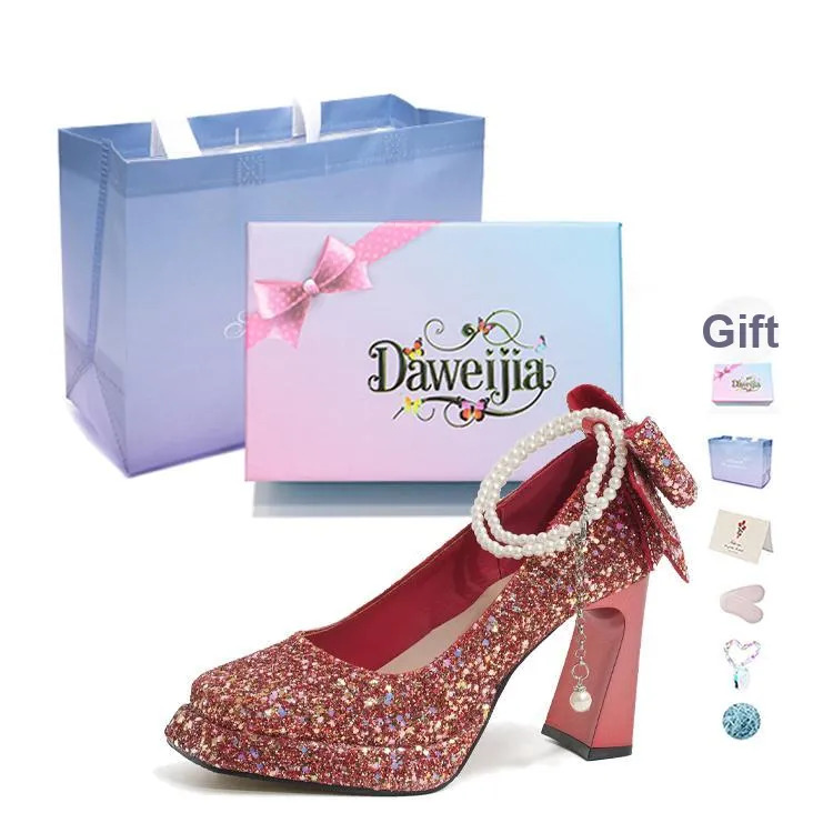 Dawei's House Chunky Heel High Heels Women's Gift Box Set-33