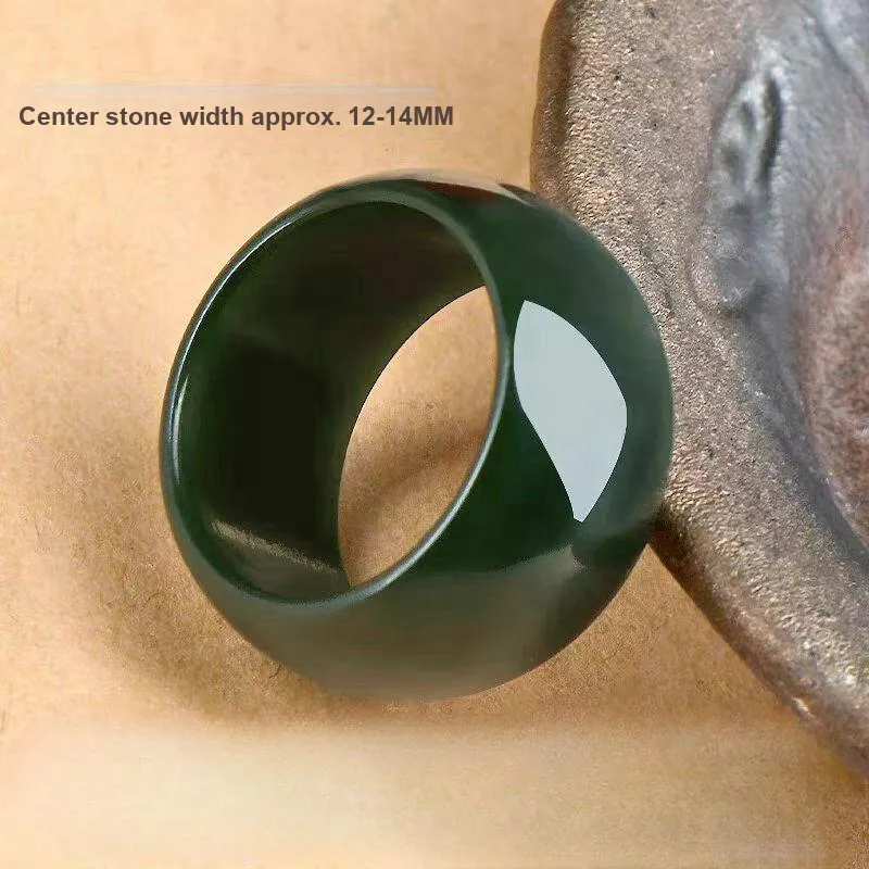 Lingxiang Yurun Hetian Jade Rings Green Jade Unisex-3