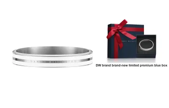 Daniel Wellington Satin White Dw White Silver Closed End Bangle Unisex