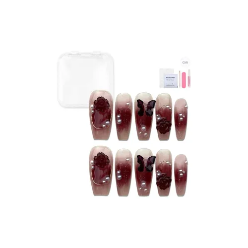 YUNYUEQIAO Французский Вишневый цветок 3D-эффект Лак для ногтей Премиум Осветляющий Pure Жемчужный бантик False Nail