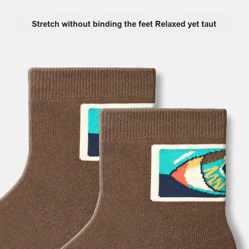 Primeet Mid Calf Socks Men's 5 Pack Fun And Mysterious-1