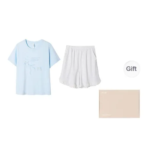 Aannsfam Pajama Set Women's Gift Box Set Aqua Blue