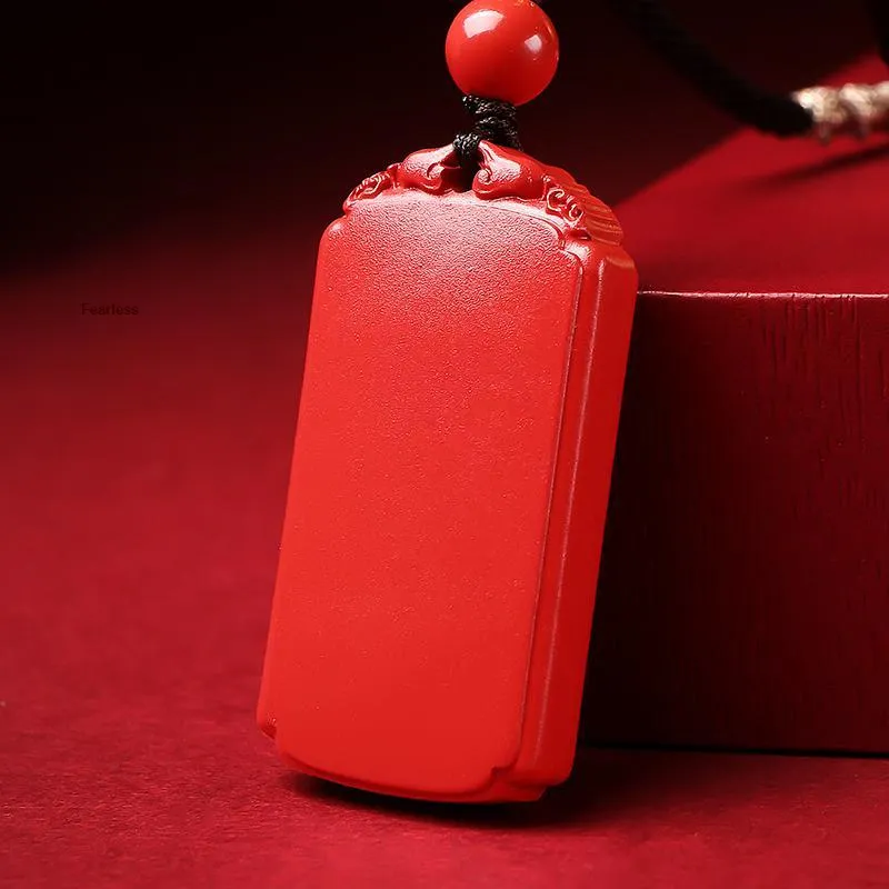 With The Heart Of The Jade Reconstructed Cinnabar Necklaces Unisex-3