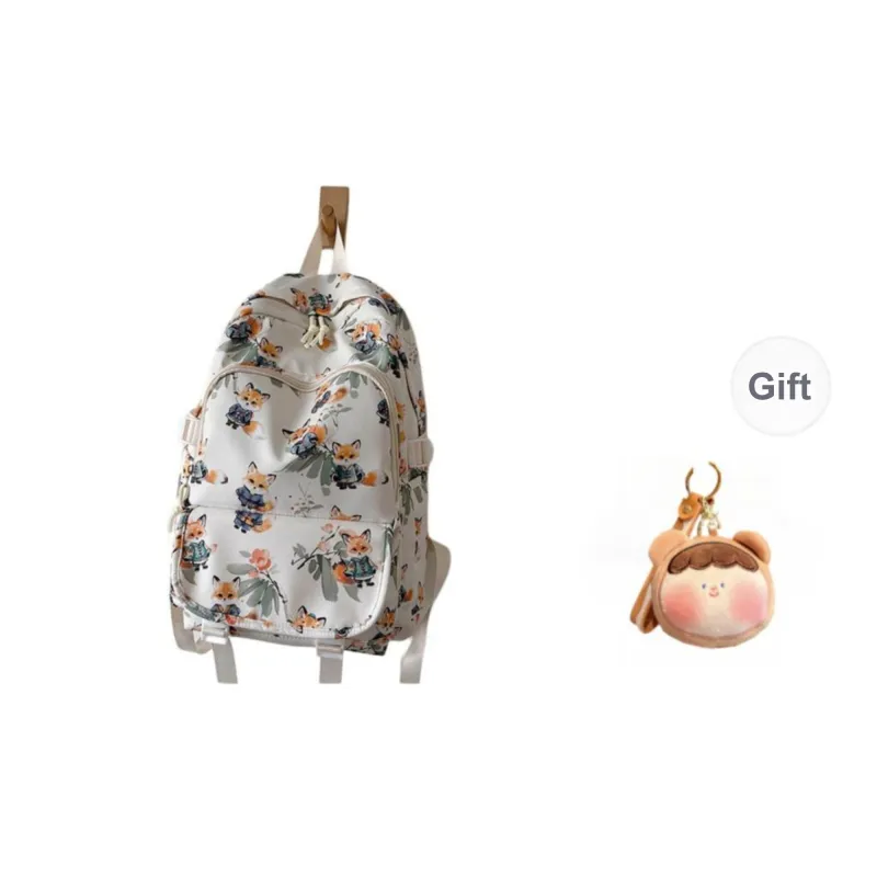 URBAN FOREST Nylon Backpack Unisex Brown/Pink/Beige/Green/Black-7