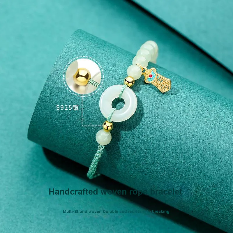 Andaozi Hetian Jade Bracelets Pale Greenish White Jade Women's-4